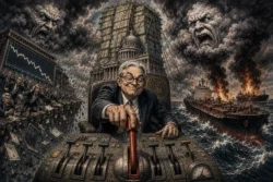 Banker with interest rate levers thumb